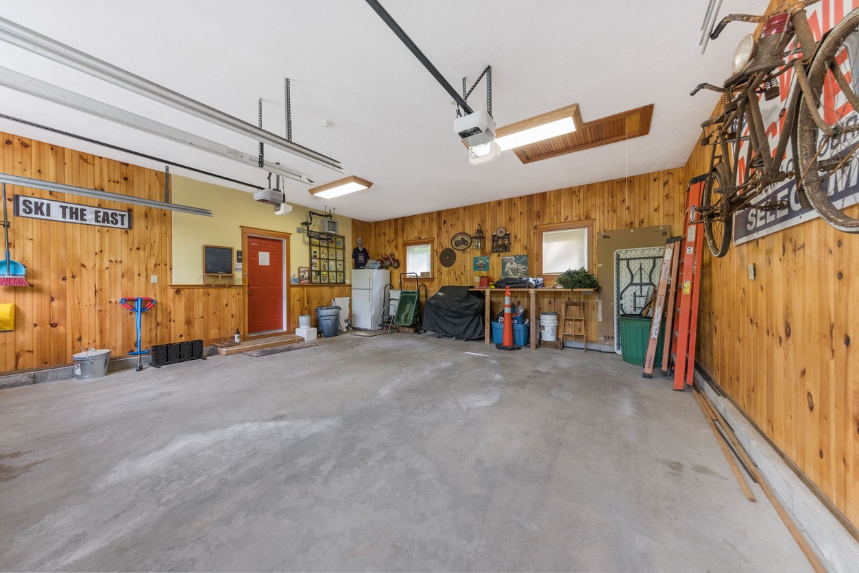 Interior shot of a wooden garage