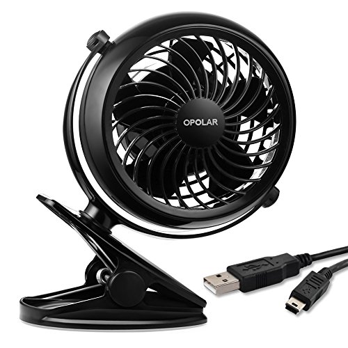 OPOLAR Clip on Desk Fan, USB or Battery Operated [4 AA Batteries Required,(not included)] , One Setting Mini Table Fan for Baby Stroller, Office, Dorm, Home and Outdoor Using F711A