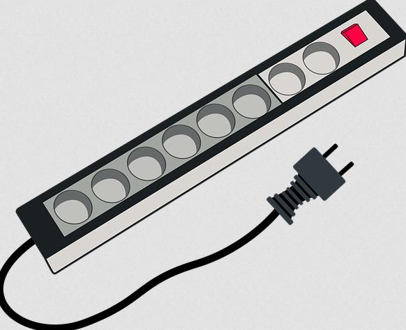 An extension cord with a power strip