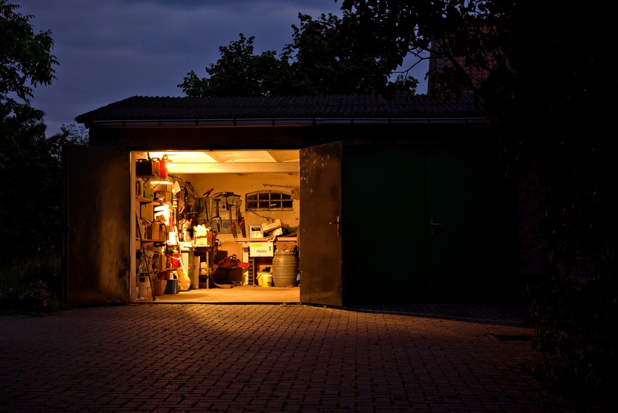 garage at night image